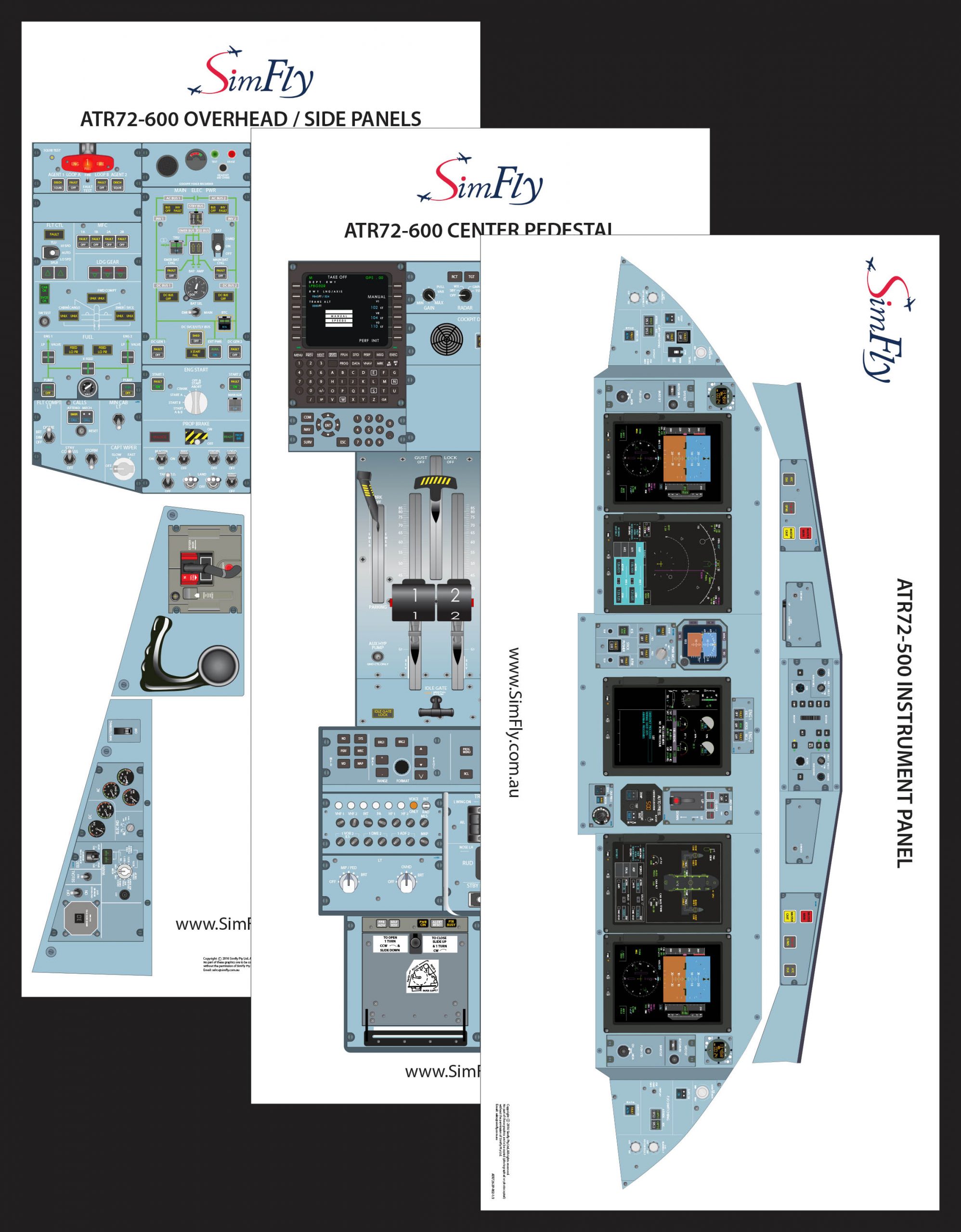 ATR 72-500 3 page cockpit poster set
