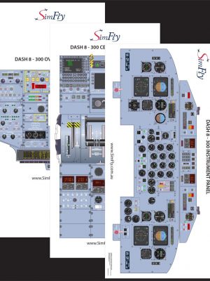 Dash 8-300 3 page cockpit poster set